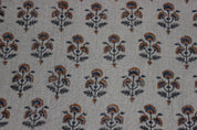 Botanicalblock Print Handloom Linen Fabric Heavy Linen Fabric Block Print Upholstery Fabric, Pillow Cover Fabric, Curtain Linen By The Yard