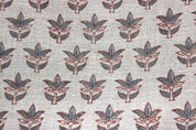 Block Print Linen Fabric, Saapt Patti  Block Print Handloom Linen Fabric Heavy Linen Gray Flower Upholstery Fabric, Pillow Cover Fabric, Curtain Linen By The Yard