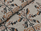 Block Print Linen Fabric, Nakshtra  Black Yellow  100% Natural Linen With Handmade Wood Block Print  Organic And Sustainable Fabric  Home & Interior Decor, Pillow