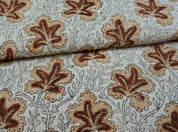 Block Print Linen Fabric, Pushp Samita  Spring Flower Block Print Linen Fabric  Heavy Weight Linen By The Yard  Fabric For Pillows & Cushion Cover