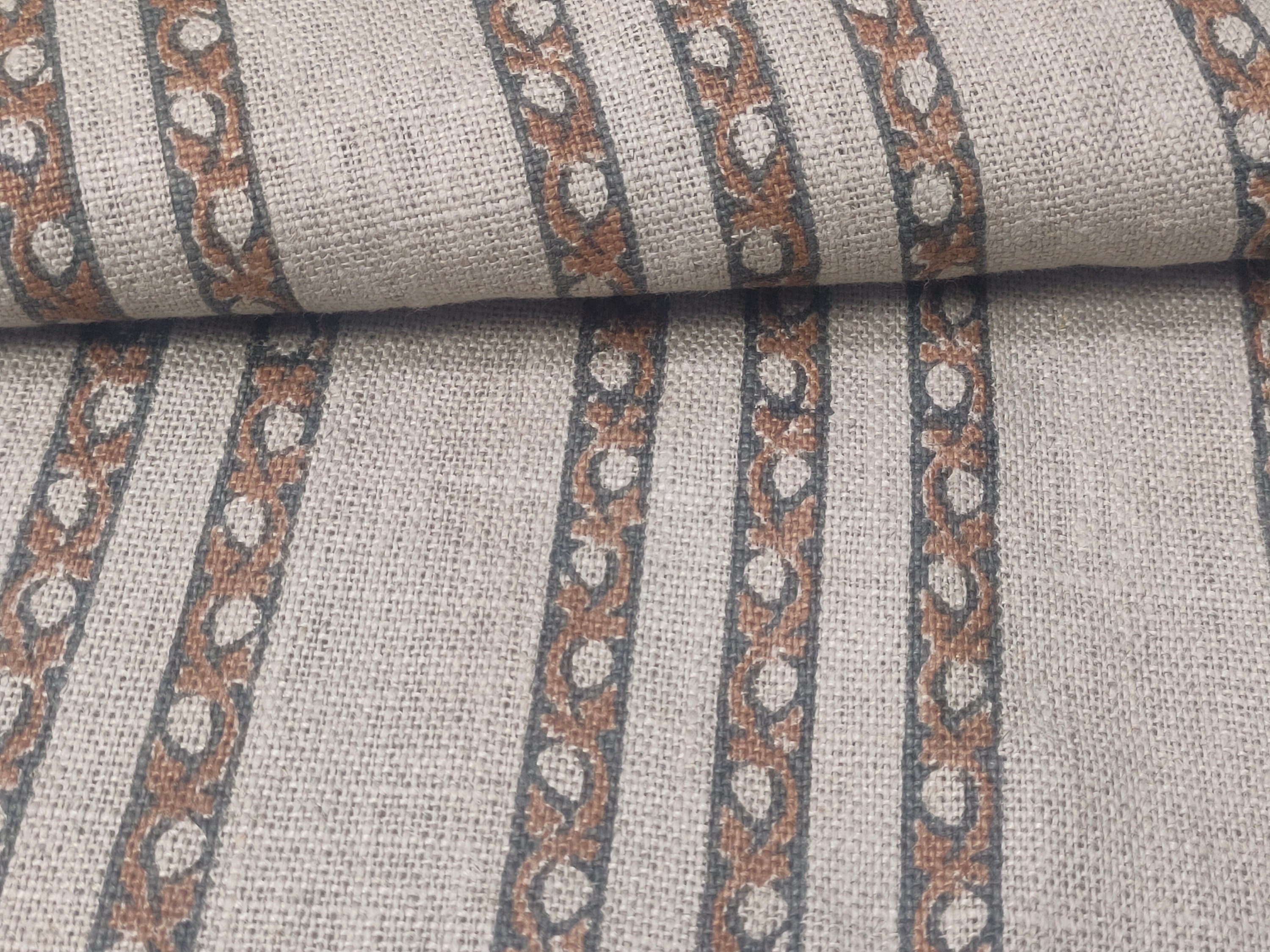 Block Print Linen Fabric, Trilane  Block Print, Indian Fabric, Block Print Pillow Covers, Block Printed Upholstery, Designer Floral Fabric