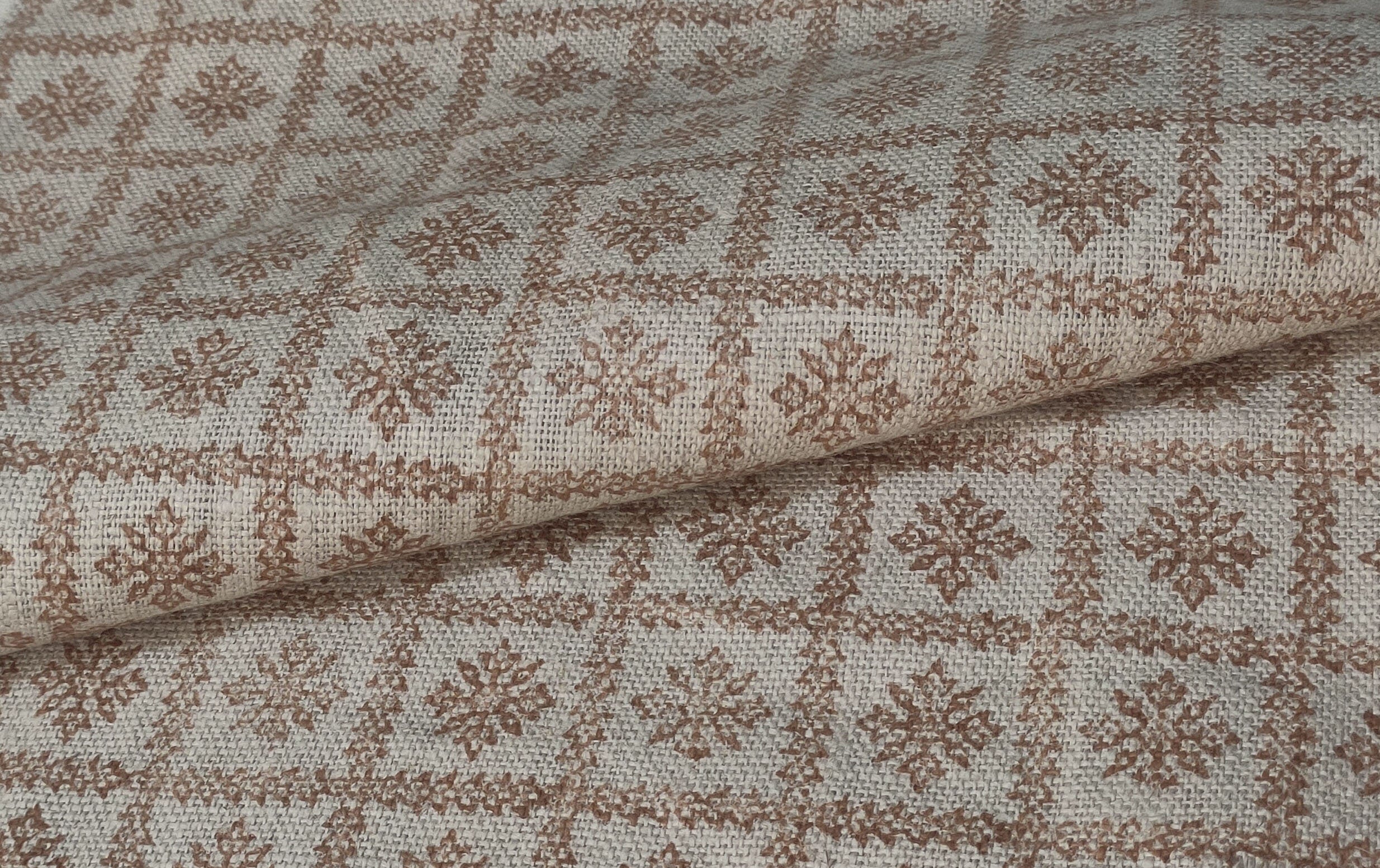 Chopad  Indian Floral Hand Block Printed 100% Linen Cloth, Fabric By The Yard, Fabric For Curtains Pillows Fabric