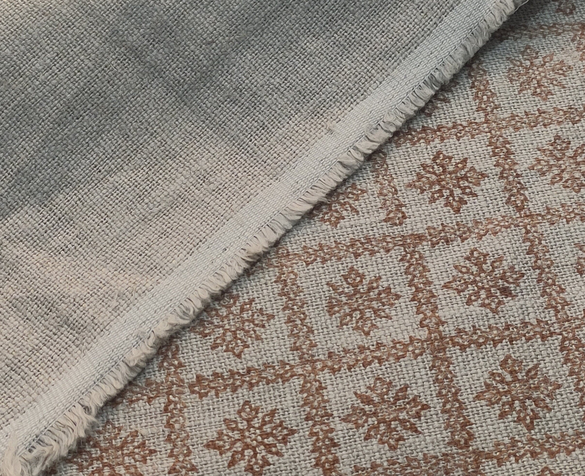Chopad  Indian Floral Hand Block Printed 100% Linen Cloth, Fabric By The Yard, Fabric For Curtains Pillows Fabric