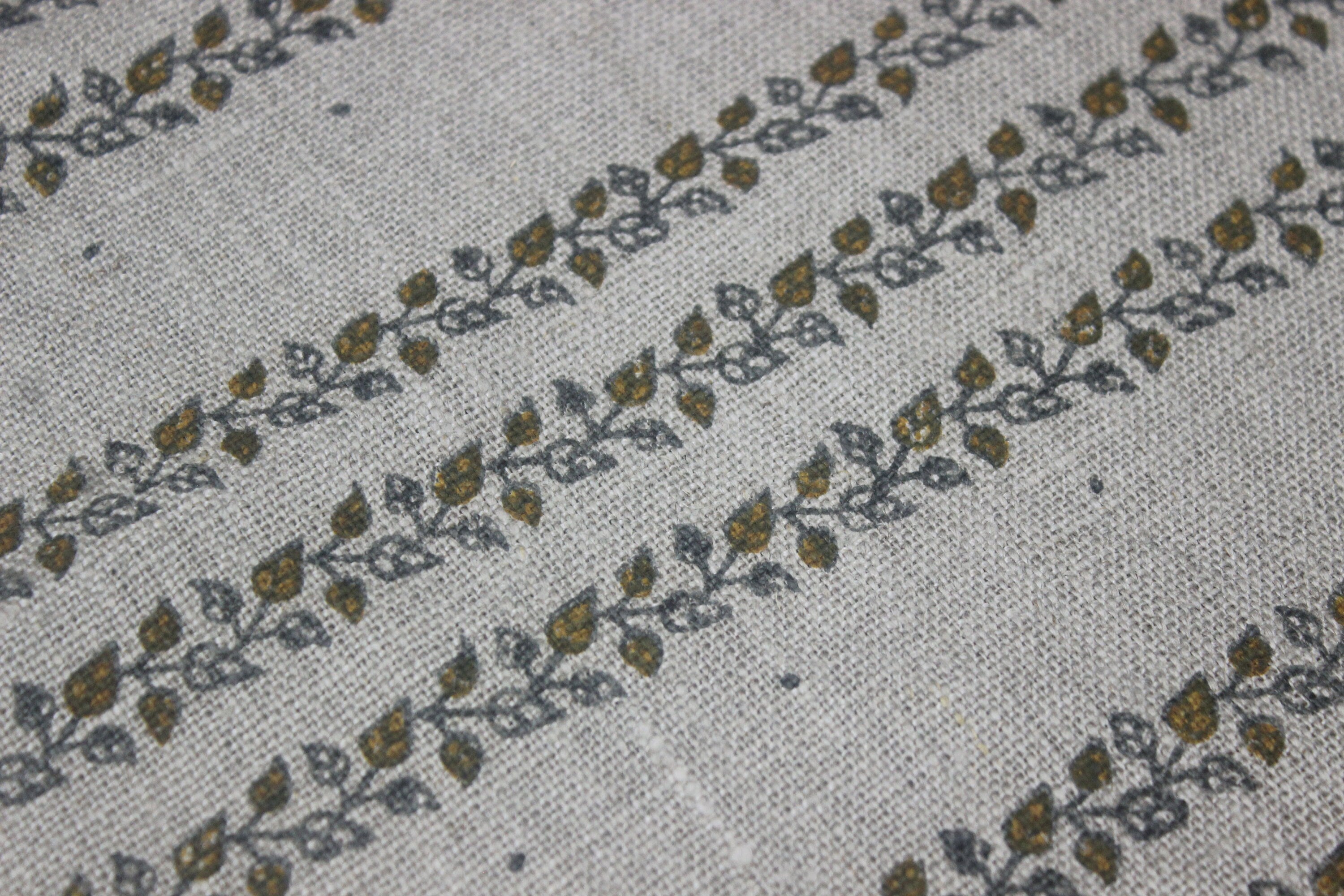 Block Print Linen Fabric, Rakhiphool  Hand Block Printed Fabric, Linen Fabric, Indian Fabric, Fabric By Yard, Block Printed Linen Pillow Covers