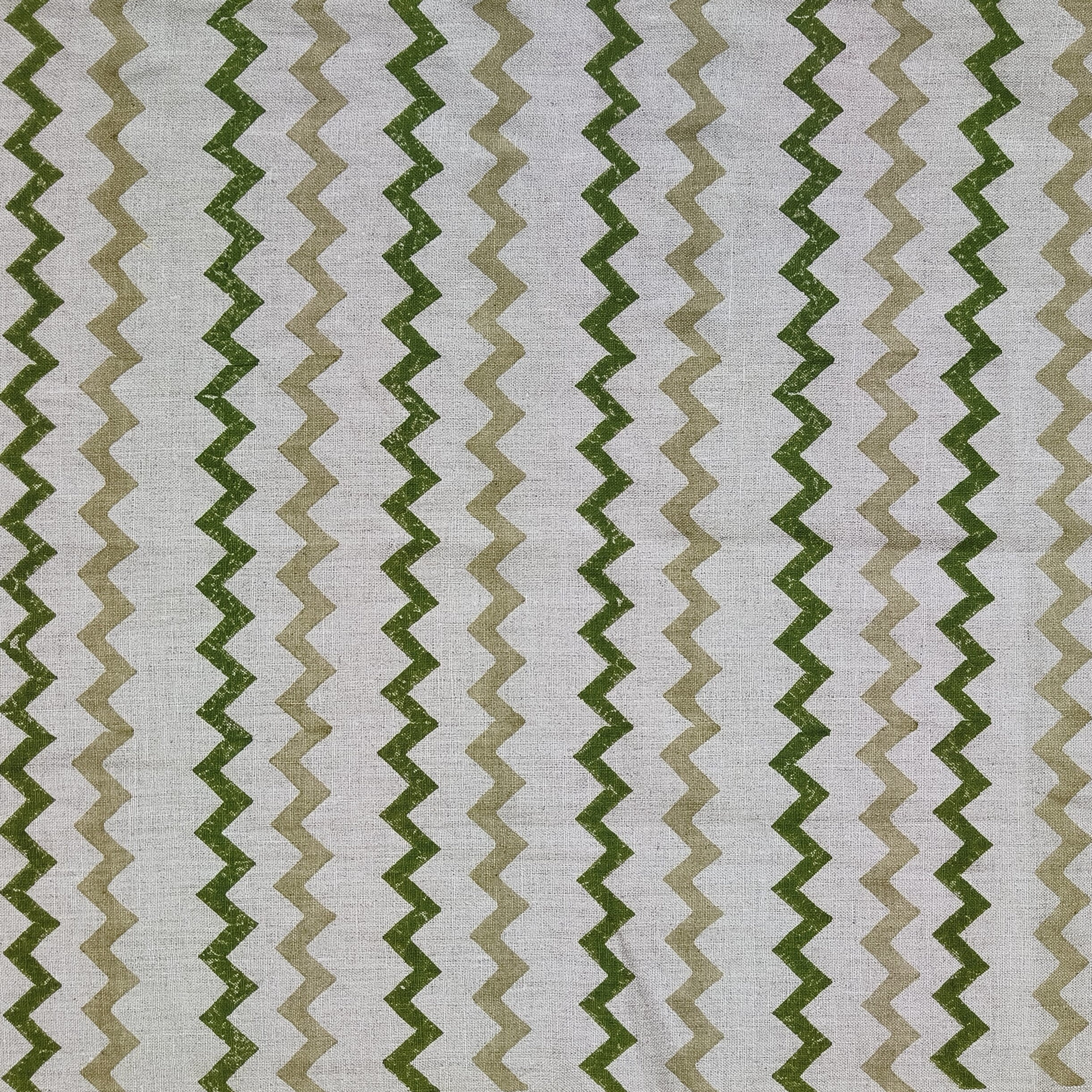 Block Print Linen Fabric, Surekha  Linen Print Fabric, Green Block Print Fabric, Fabric By The Yards, Block Printed Cushion Cover, Wave Pattern Fabric Upholstery