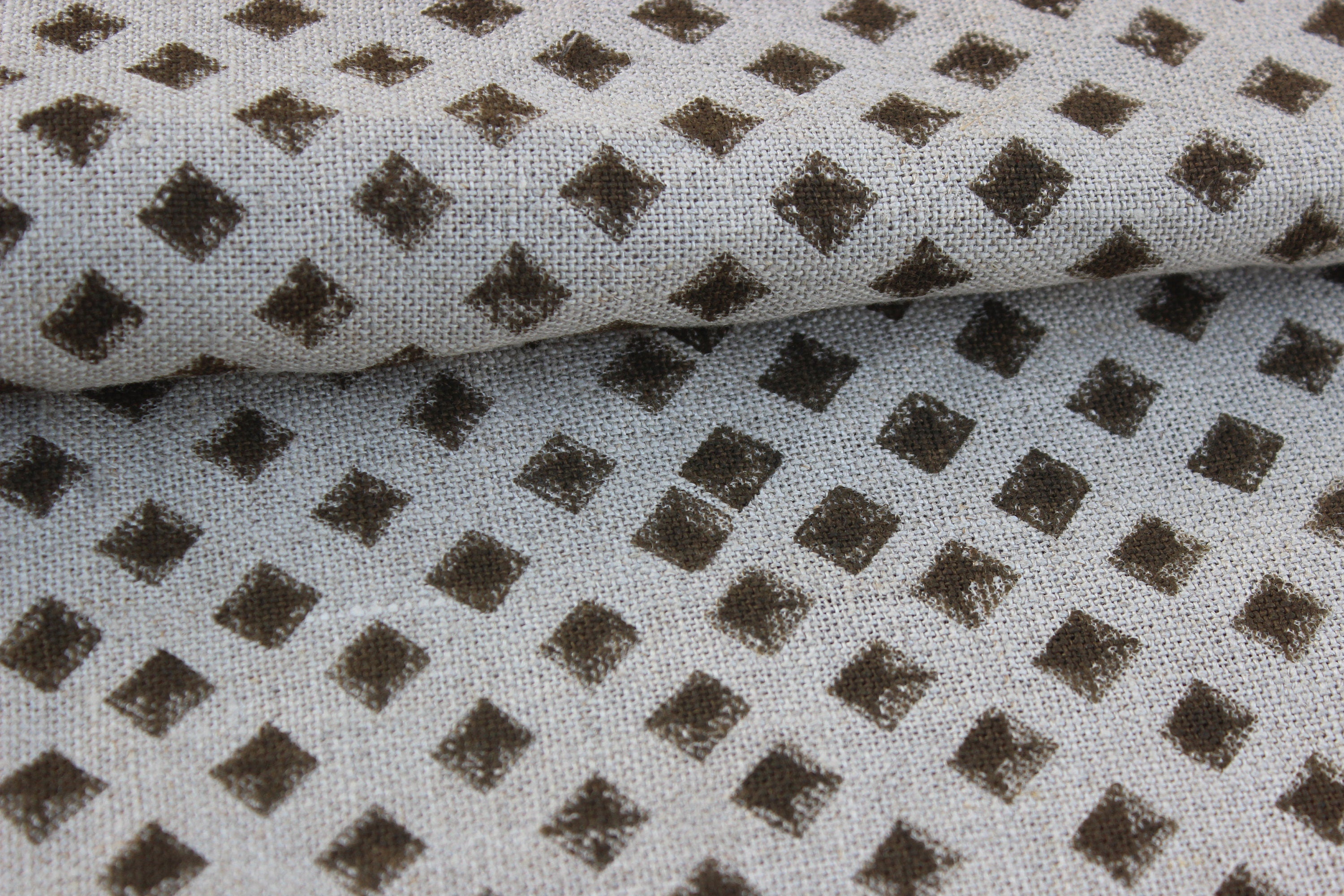 Chakor  Block Printed Pillow Cover Fabric, Hand Block Handloom Linen Fabric, Heavy Fabric, Geometric Print Fabric