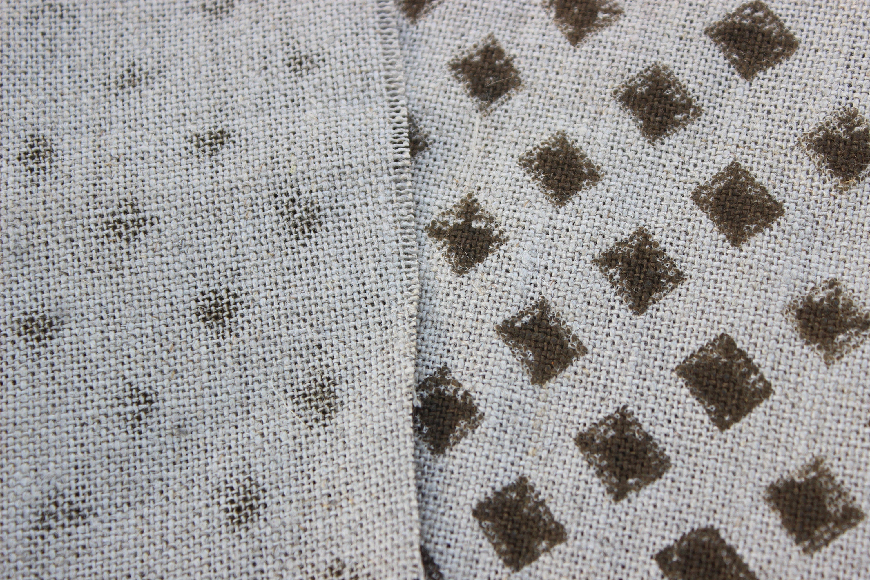 Chakor  Block Printed Pillow Cover Fabric, Hand Block Handloom Linen Fabric, Heavy Fabric, Geometric Print Fabric