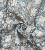 Amritvela Grey  Linen Fabric, Block Print Fabric, India Fabric, Luxury Fabric By The Yard, Linen Tablecloth Fabric  100% Natural Linen