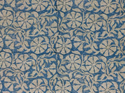 Block Print Linen Fabric, Rudraksha Skyblue  Block Print Fabric, Linen Fabric By The Yard, Flower Printed Fabric For Pillow Cover Making, Upholstery Linen Fabric
