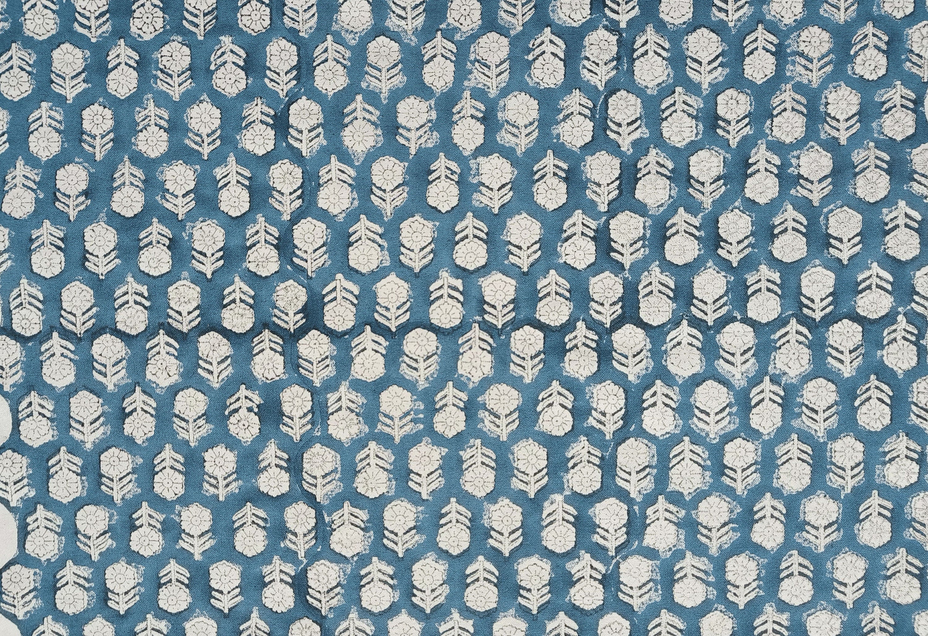 Block Print Linen Fabric, Tulsi Buti  Organic Block Print Linen Fabric  Hand Block Indian  Floral Print Linen Fabric From India, Upholstery And Pillow Cases
