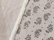 Jhumkaa  Linen Block Print Fabric Indian Block Print Block Printed Pillow Cover, Hand Blocked Fabric