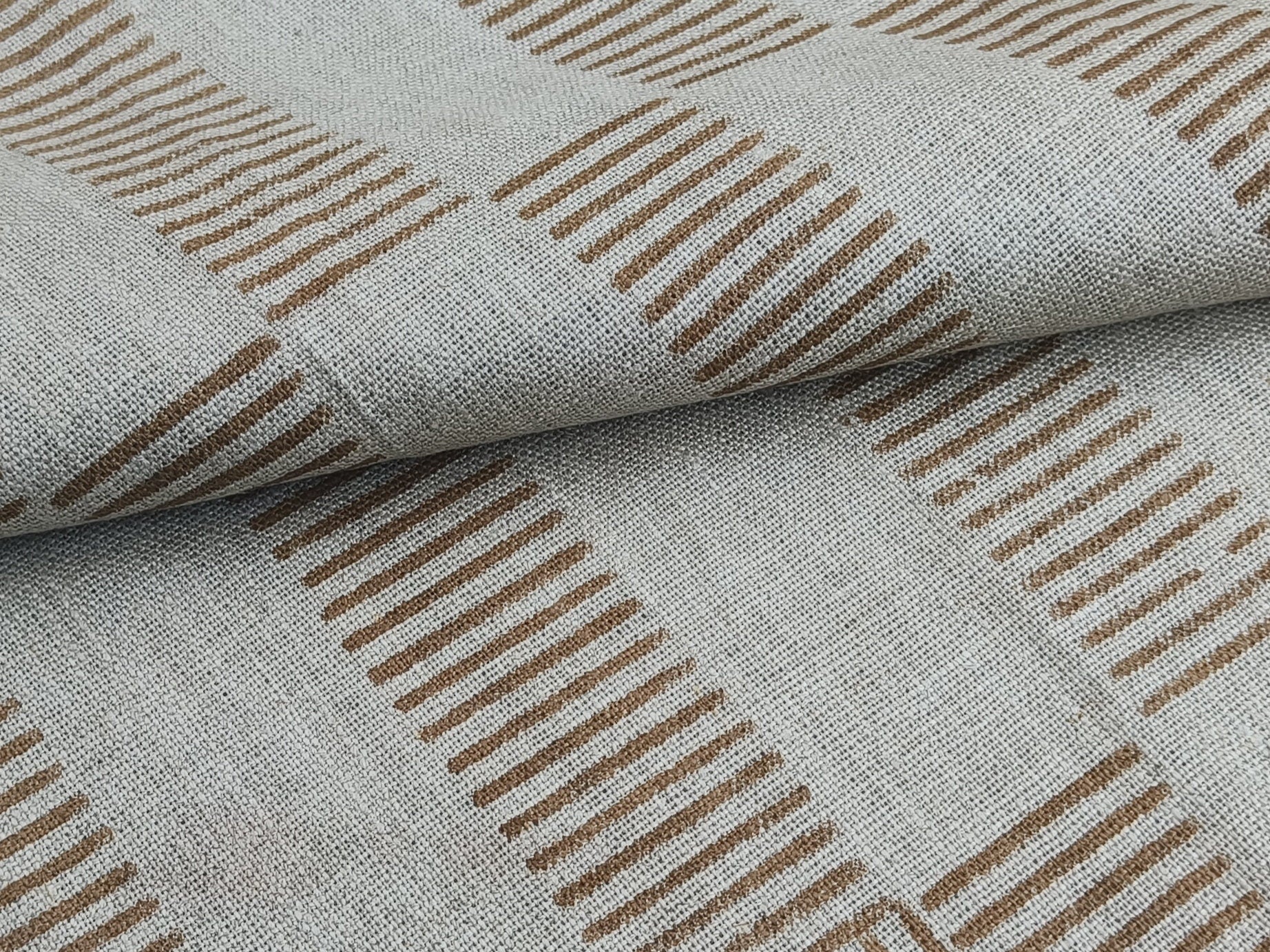 Block Print Linen Fabric, Zig Zag Road  Block Print Fabric By The Yard, Indian Hand Block Stripe Pattern Fabric, Geometric Cushion Fabric Block Printed Pillow