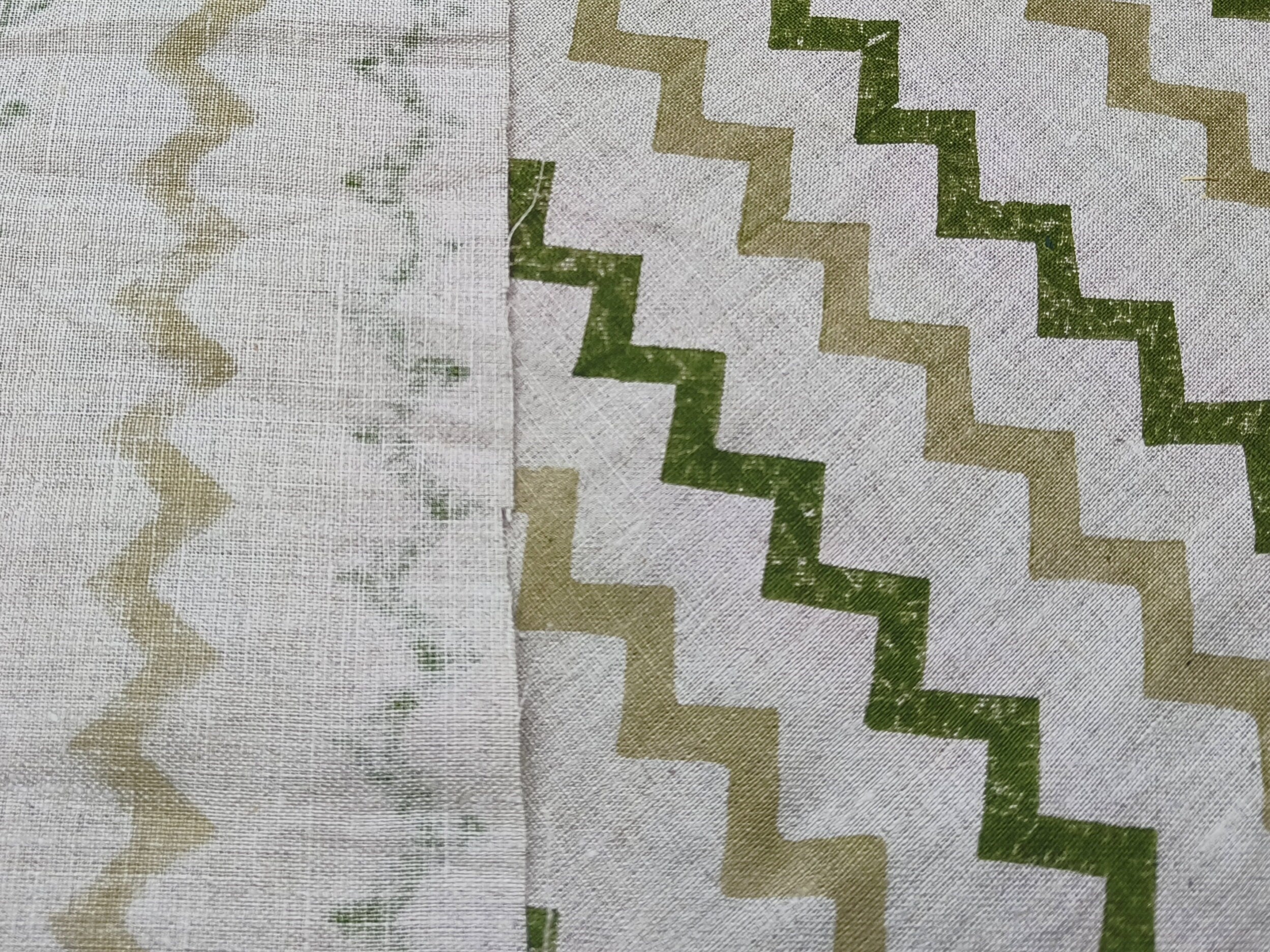 Block Print Linen Fabric, Surekha  Linen Print Fabric, Green Block Print Fabric, Fabric By The Yards, Block Printed Cushion Cover, Wave Pattern Fabric Upholstery