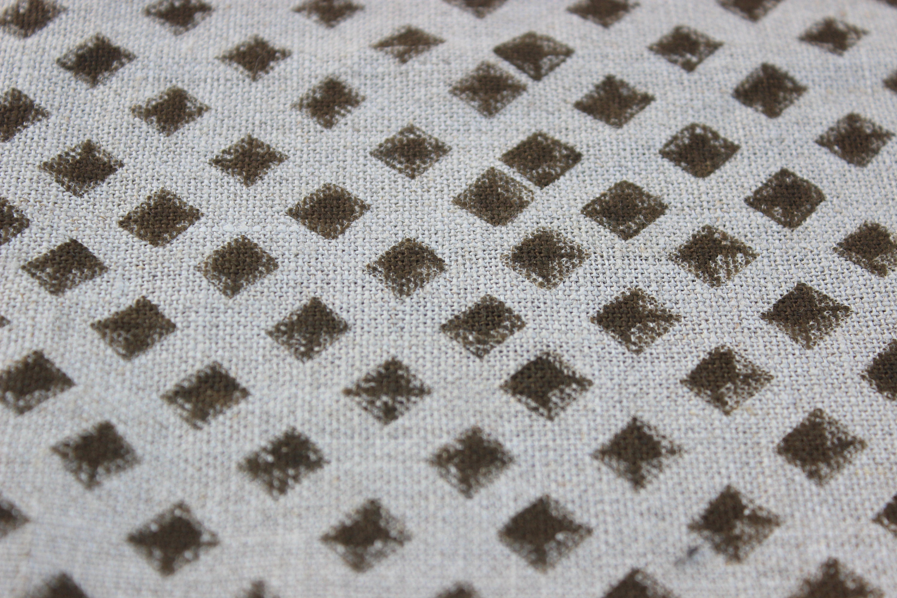 Chakor  Block Printed Pillow Cover Fabric, Hand Block Handloom Linen Fabric, Heavy Fabric, Geometric Print Fabric