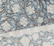 Amritvela Grey  Linen Fabric, Block Print Fabric, India Fabric, Luxury Fabric By The Yard, Linen Tablecloth Fabric  100% Natural Linen