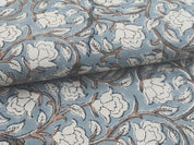 Amritvela Grey  Linen Fabric, Block Print Fabric, India Fabric, Luxury Fabric By The Yard, Linen Tablecloth Fabric  100% Natural Linen