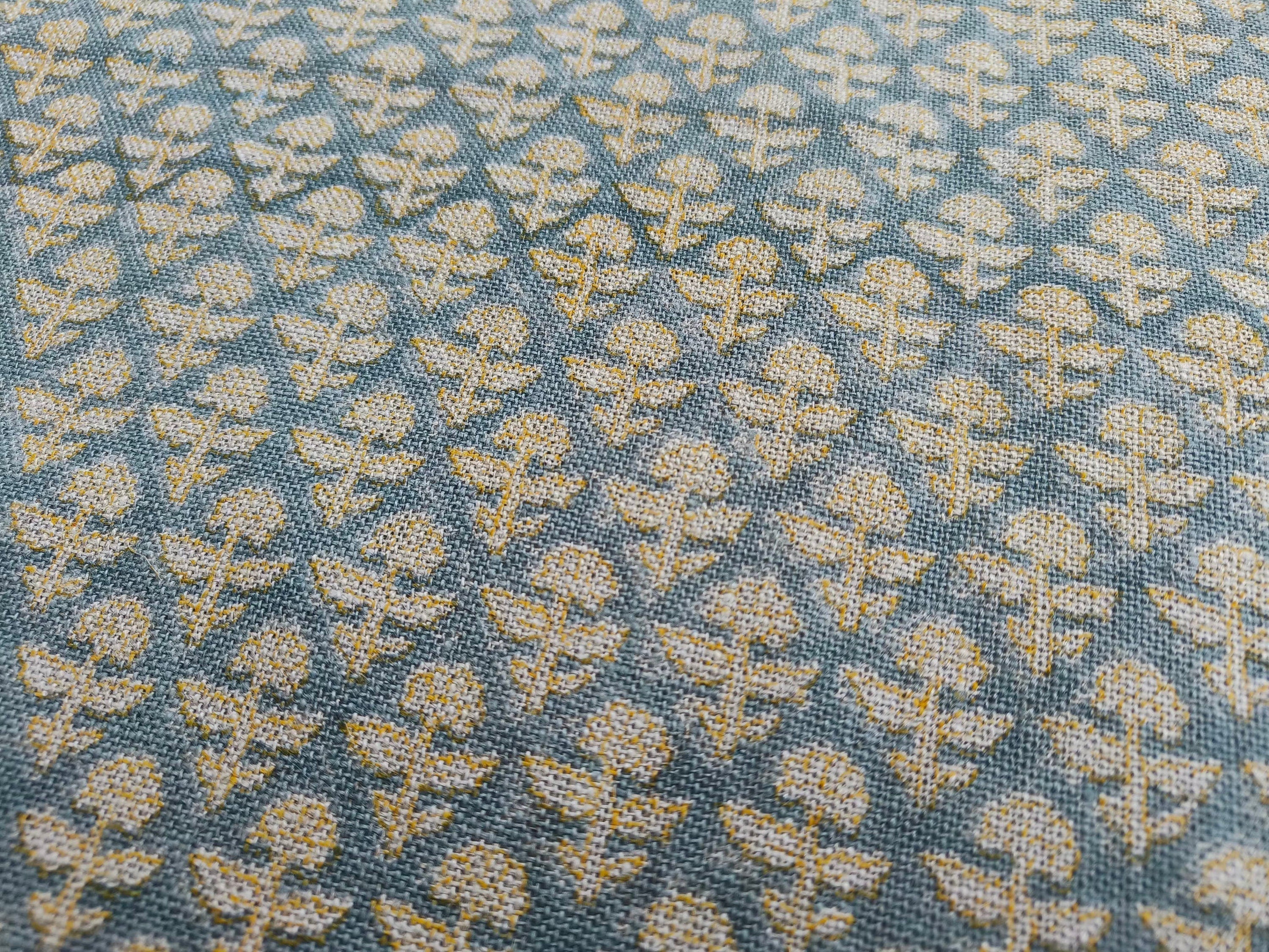 Gulmohar  Grey With Mustered Outline Heavy Weight Natural Linen Best For Cushion Home Decor Linen Fabric  Muted Shade Fabric