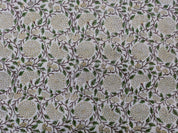 Block Print Linen Fabric, Karwachauth Green Floral Vine Block Print Linen Fabric. Fabric For Cushion, Pillow, Upholstery And Curtains, Also Available Duck Canvas