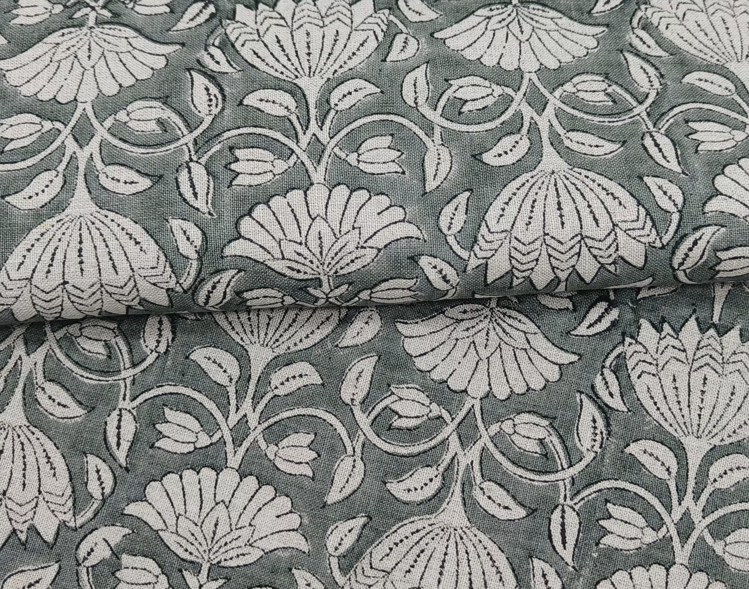 Block Print Linen Fabric, Ulta Kamal  Handblock Pure Linen Fabric  Heavy Weight 180Gsm  Printed Fabric For Upholstery, Curtains, Cushions