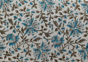 Block Print Linen Fabric, Neera Bel  Natural Thick Linen Fabric  Block Print Art  Floral Hand Block Print  Upholstery Fabric, Block Print Curtains,