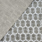 Block Print Linen Fabric, Tulsi Buti  Natural Linen  Block Print Indian Fabric By The Yard  Width 58"  Hand Block Upholstery, Block Print Pillow Cases