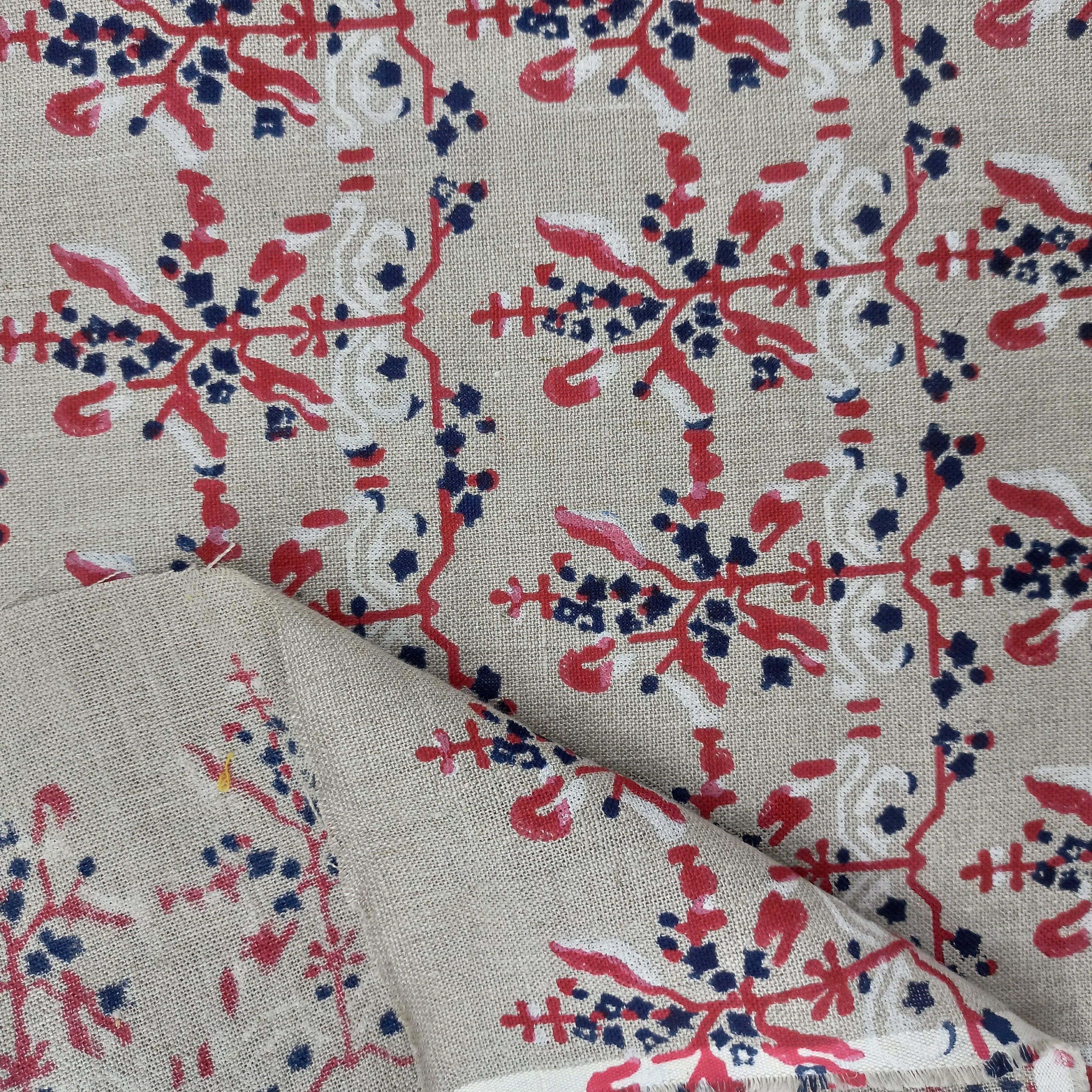 Nakshatra, Thick Linen, Hand Block Print, curtain yard, luxury fabric Linen, Sofa Cushion Fabric, printed curtains, independence day