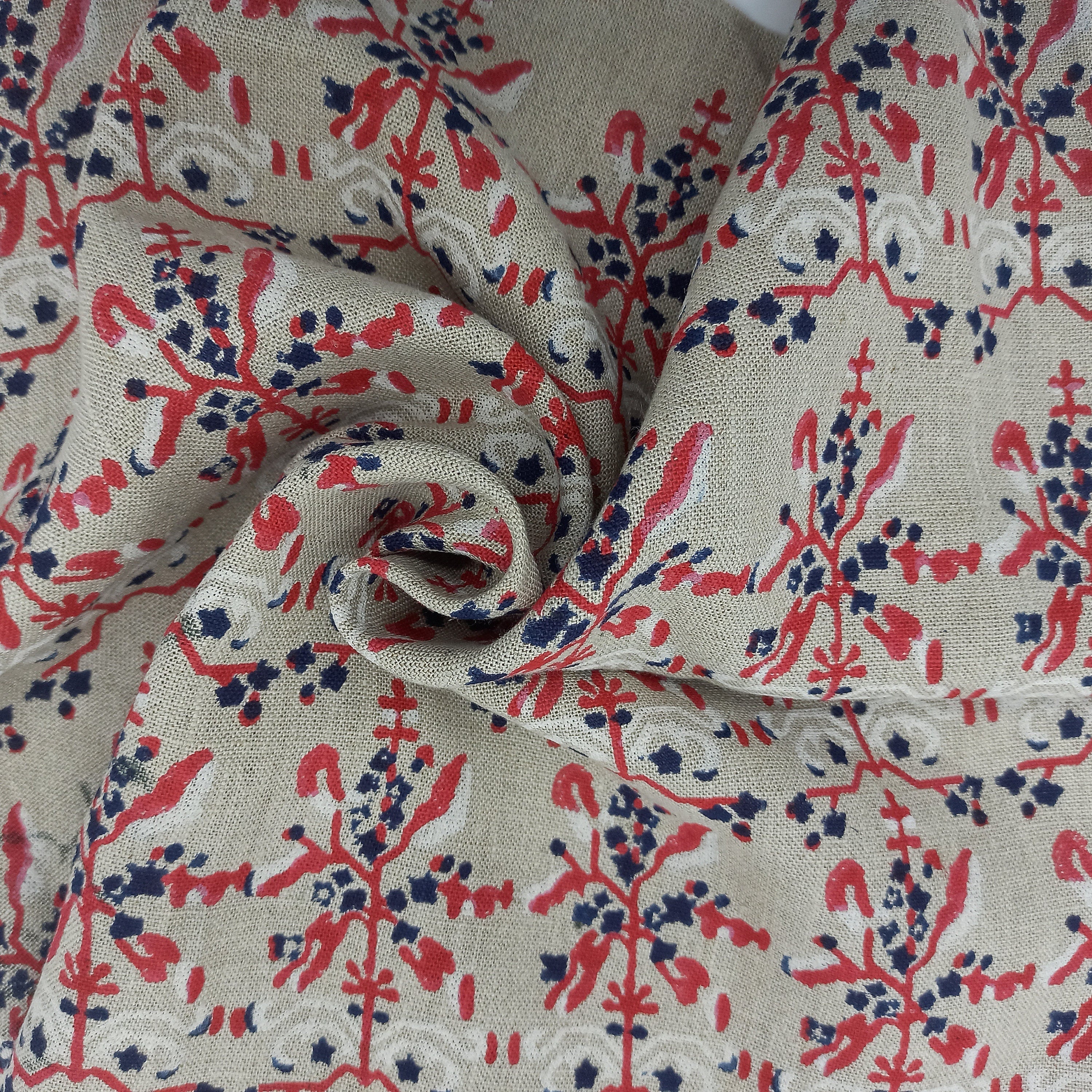 Nakshatra, Thick Linen, Hand Block Print, curtain yard, luxury fabric Linen, Sofa Cushion Fabric, printed curtains, independence day