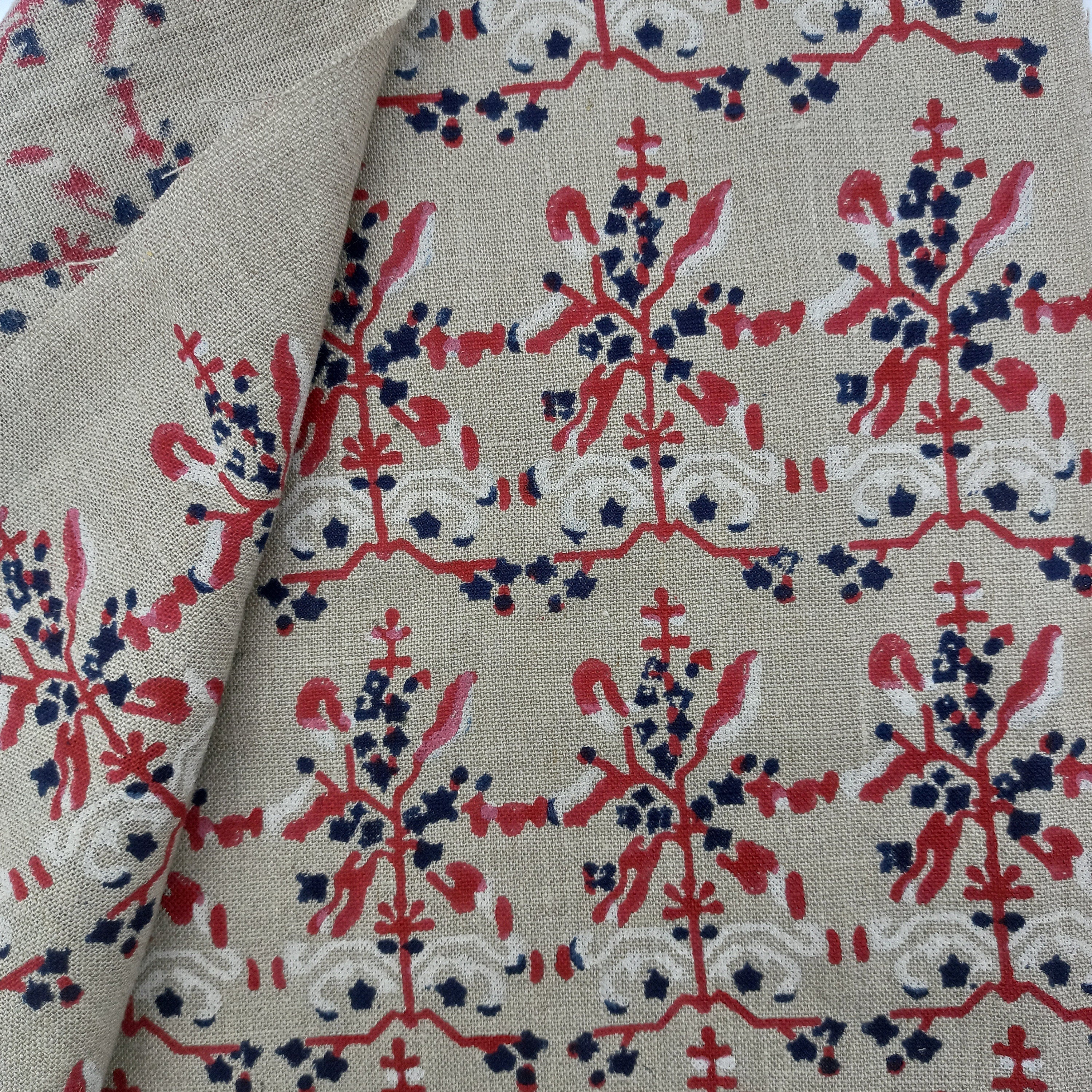 Nakshatra, Thick Linen, Hand Block Print, curtain yard, luxury fabric Linen, Sofa Cushion Fabric, printed curtains, independence day