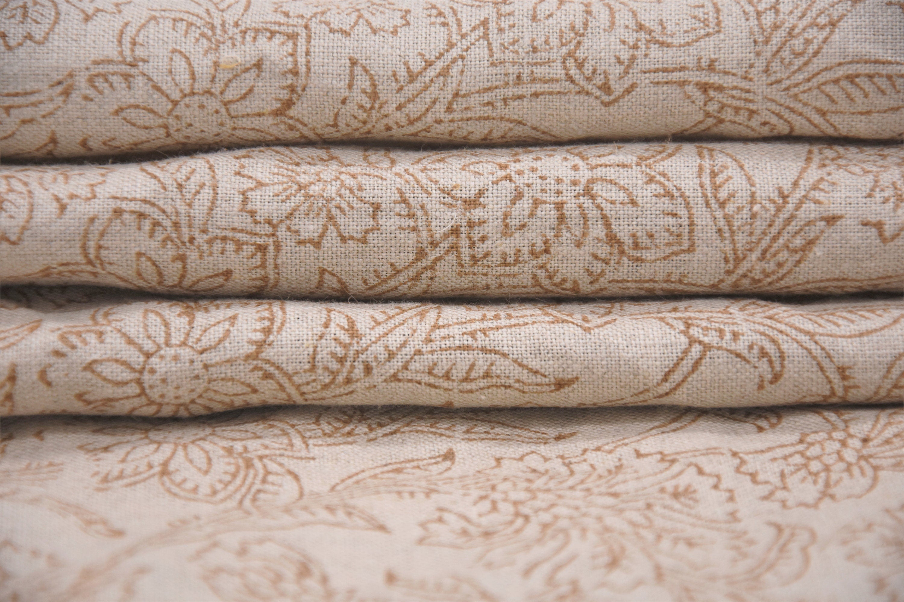 Pure linen 58" wide block print fabric by the yard,  curtain yardage, Floral Indian fabric, printed curtains - Jarul
