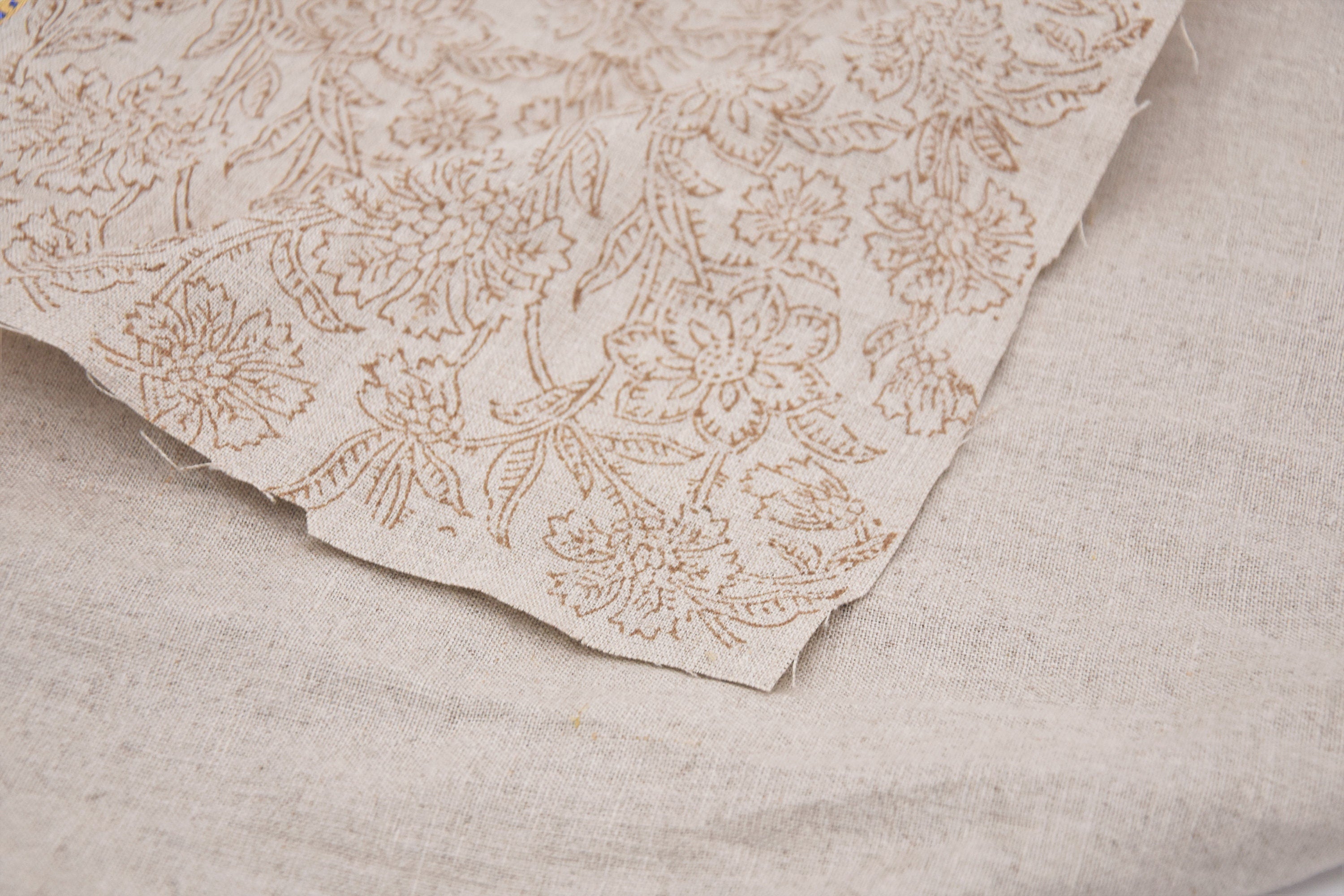Pure linen 58" wide block print fabric by the yard,  curtain yardage, Floral Indian fabric, printed curtains - Jarul
