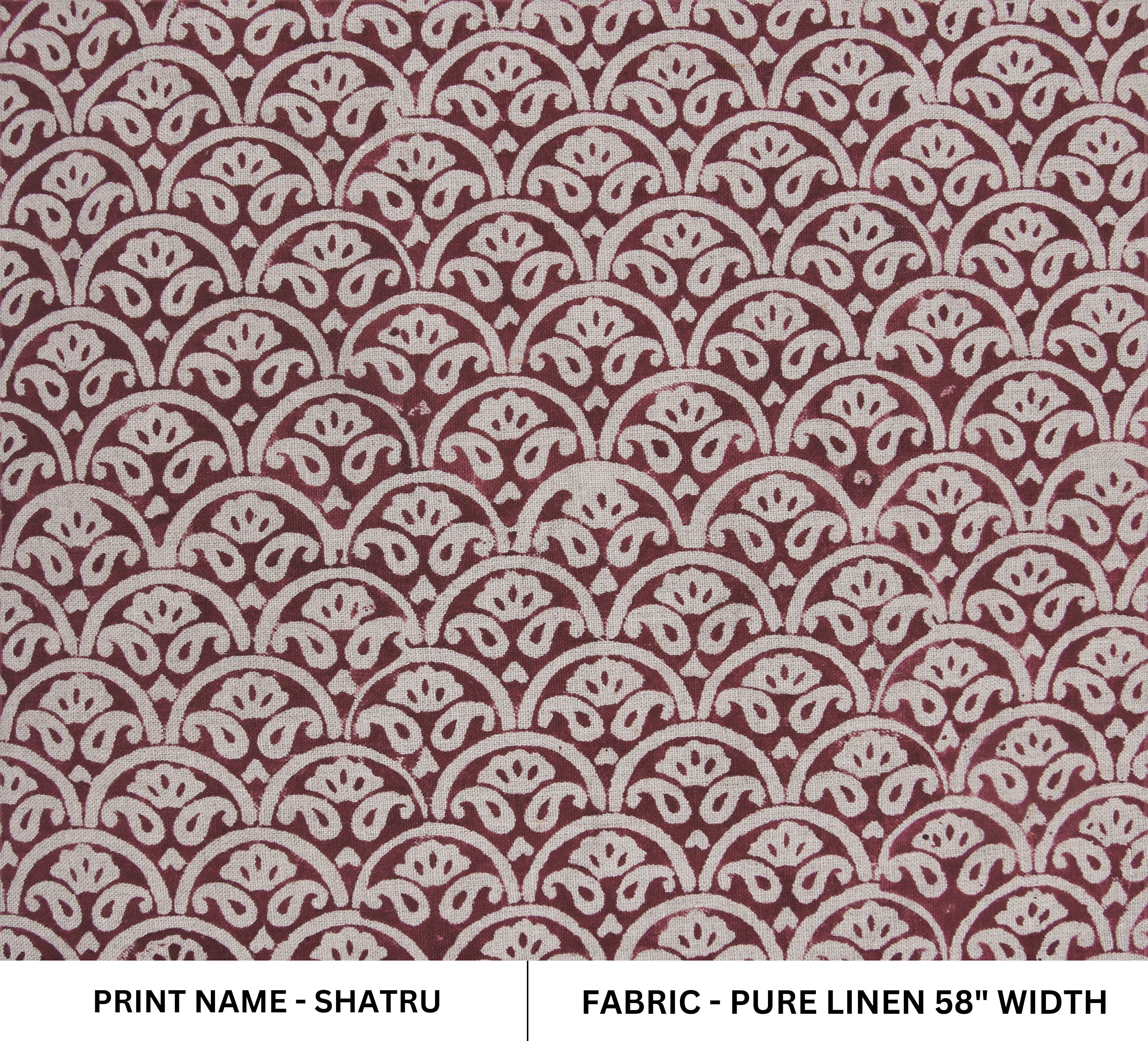 Pure Linen 58" Wide Block printed curtains, Indian Fabric, luxury fabric Linen, upholstery Linen, sewing fabric - Shatru Red