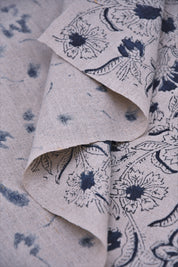 Hand Block Print, fabric by the yard, luxury fabric Linen, printed fabric, upholstery cushion, Pure Linen - Gul Mehandi