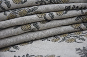 Block Print Thick Linen 58" Wide, Floral Fabric, Indian Cushion Cover, Farmhouse, Mustard Fabric, Throw Pillow - Hjara