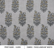 Block Print Thick Linen 58" Wide, Floral Fabric, Indian Cushion Cover, Farmhouse, Mustard Fabric, Throw Pillow - Hjara