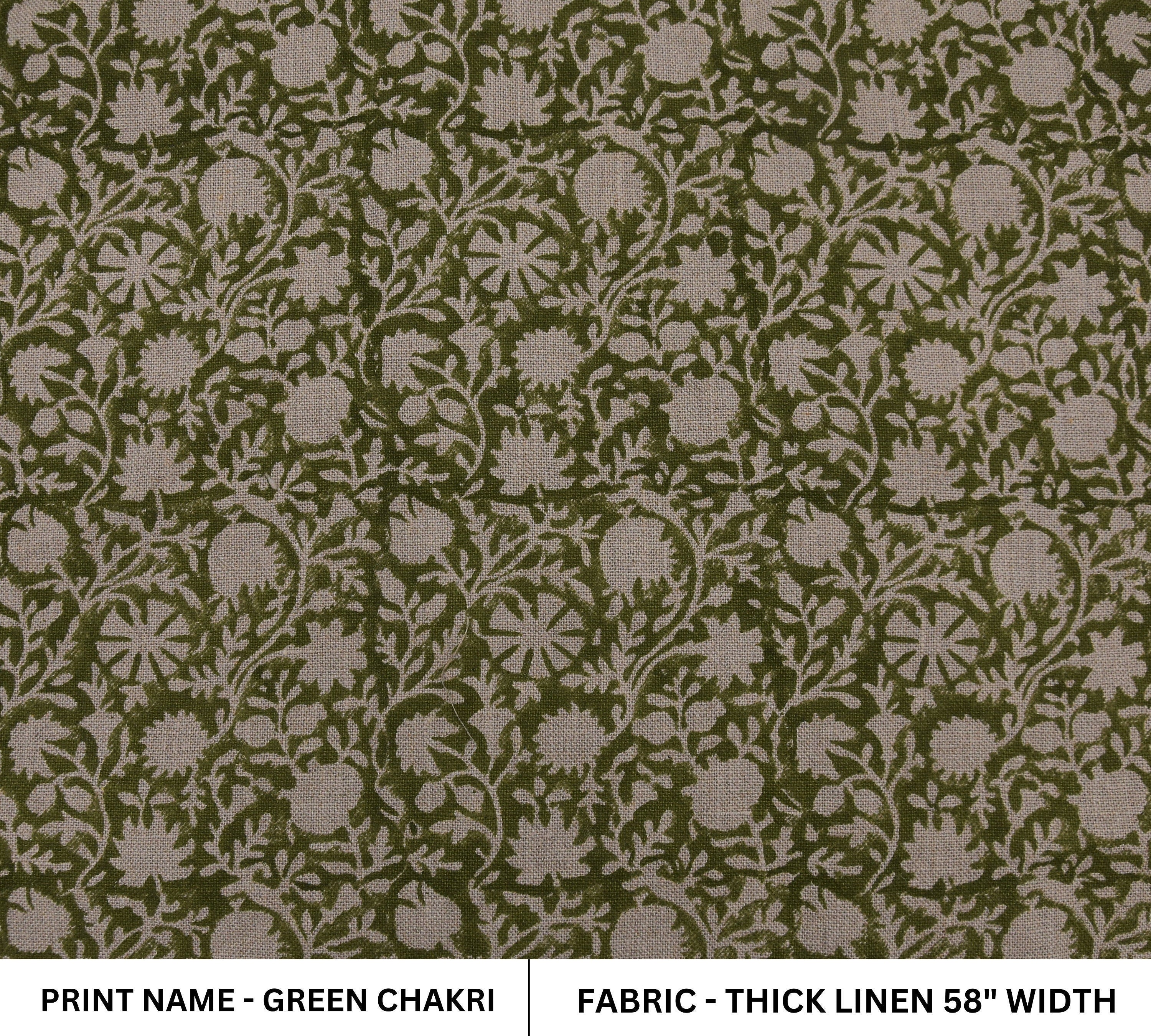Thick Linen 58" Wide, hand block print, Indian Craft Fabric, Home Decor, Linen Napkins, Organic Linen - Chakri