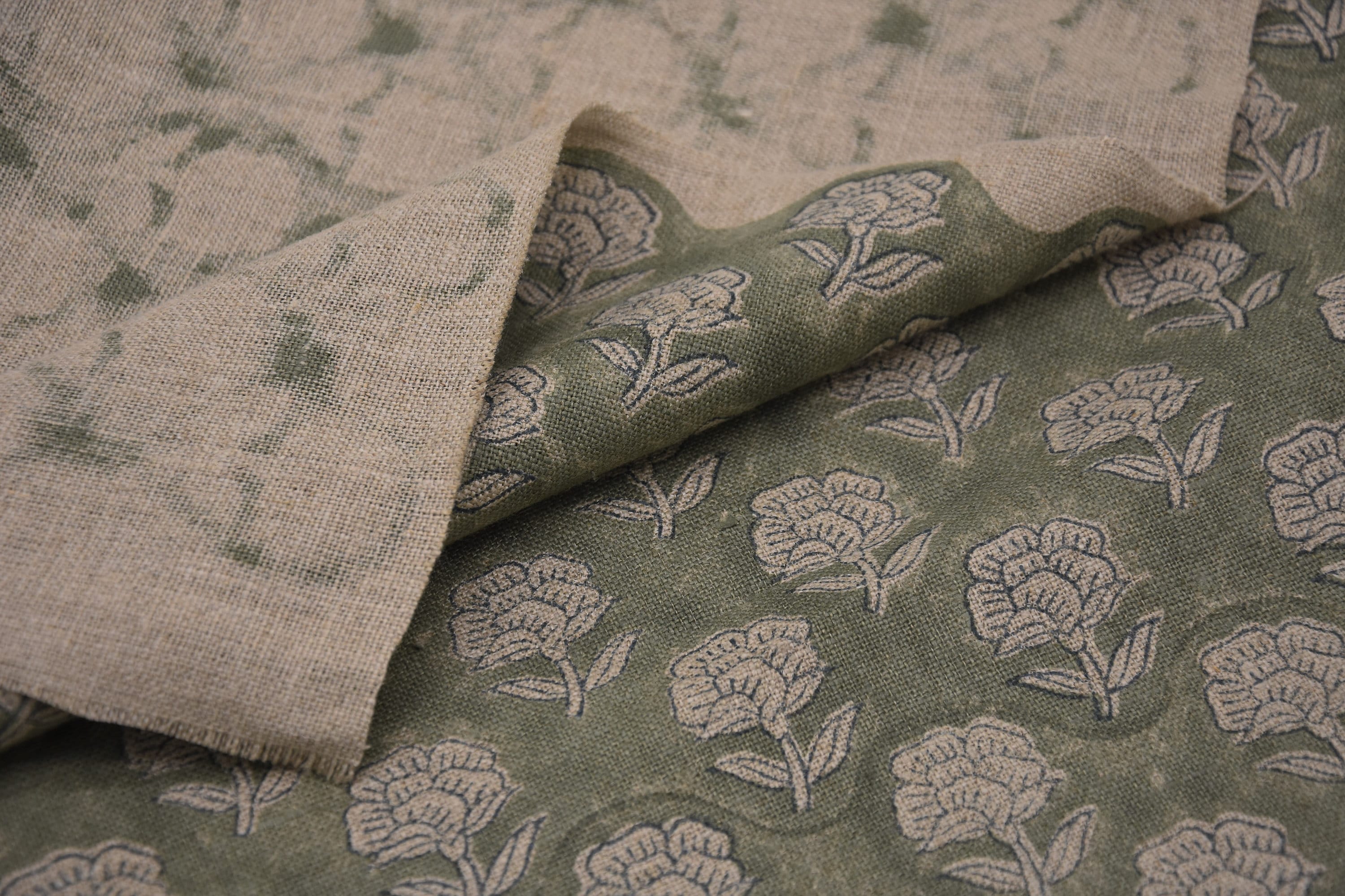 Thick linen 58" Wide, Indian Fabric Handloom Linen, Upholstery Fabric, Cushion Cover, Handprinted, Running Fabric - Rohini