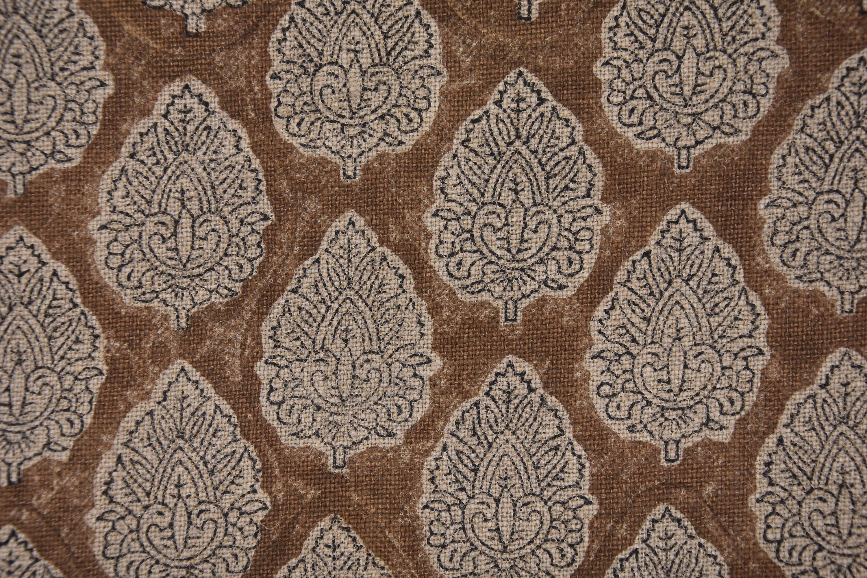 Hand block print, Thick Linen 58" Wide, Indian fabric, Floral Print, Linen Fabric By The Yard, Cushion Cover - BETEL LEAF
