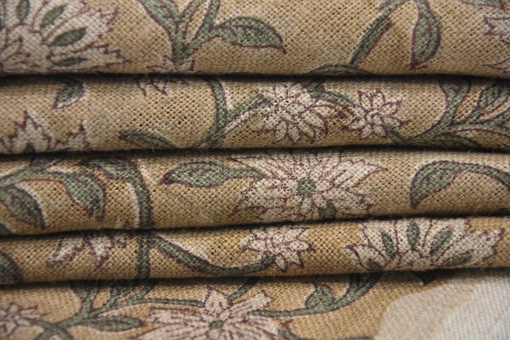 Thick Linen 58" Wide, Block Print Indian Cushion Cover, Decorative Floral Printed Curtain, Sofa and Table Cloth - AARADHANA
