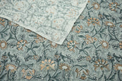 Block Print Thick Linen 58" Wide, Genuine Fabric, Curtain Cover, Beige, Parpal Floral, Indian Cushion Cover - Naayab