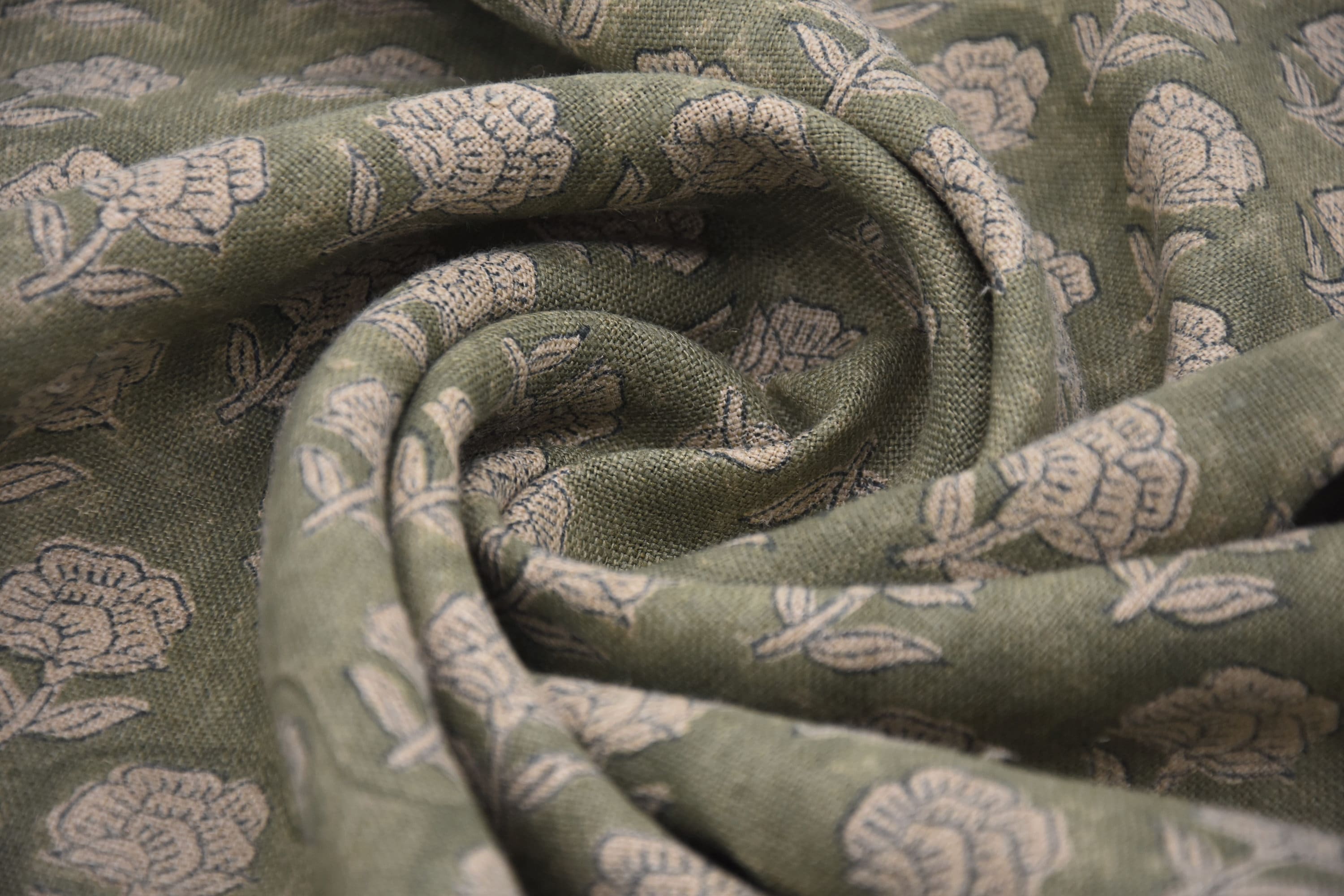 Thick linen 58" Wide, Indian Fabric Handloom Linen, Upholstery Fabric, Cushion Cover, Handprinted, Running Fabric - Rohini
