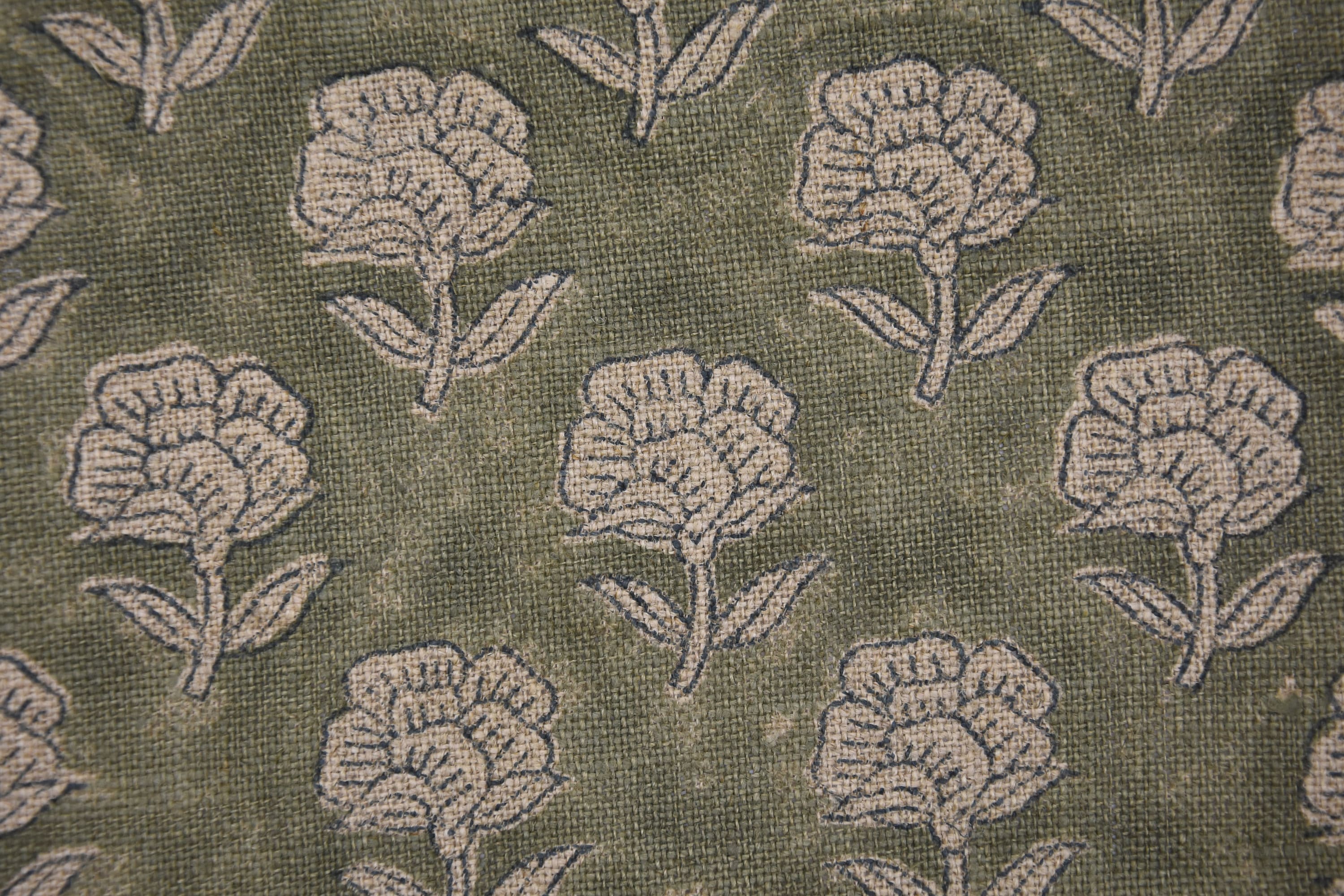 Thick linen 58" Wide, Indian Fabric Handloom Linen, Upholstery Fabric, Cushion Cover, Handprinted, Running Fabric - Rohini