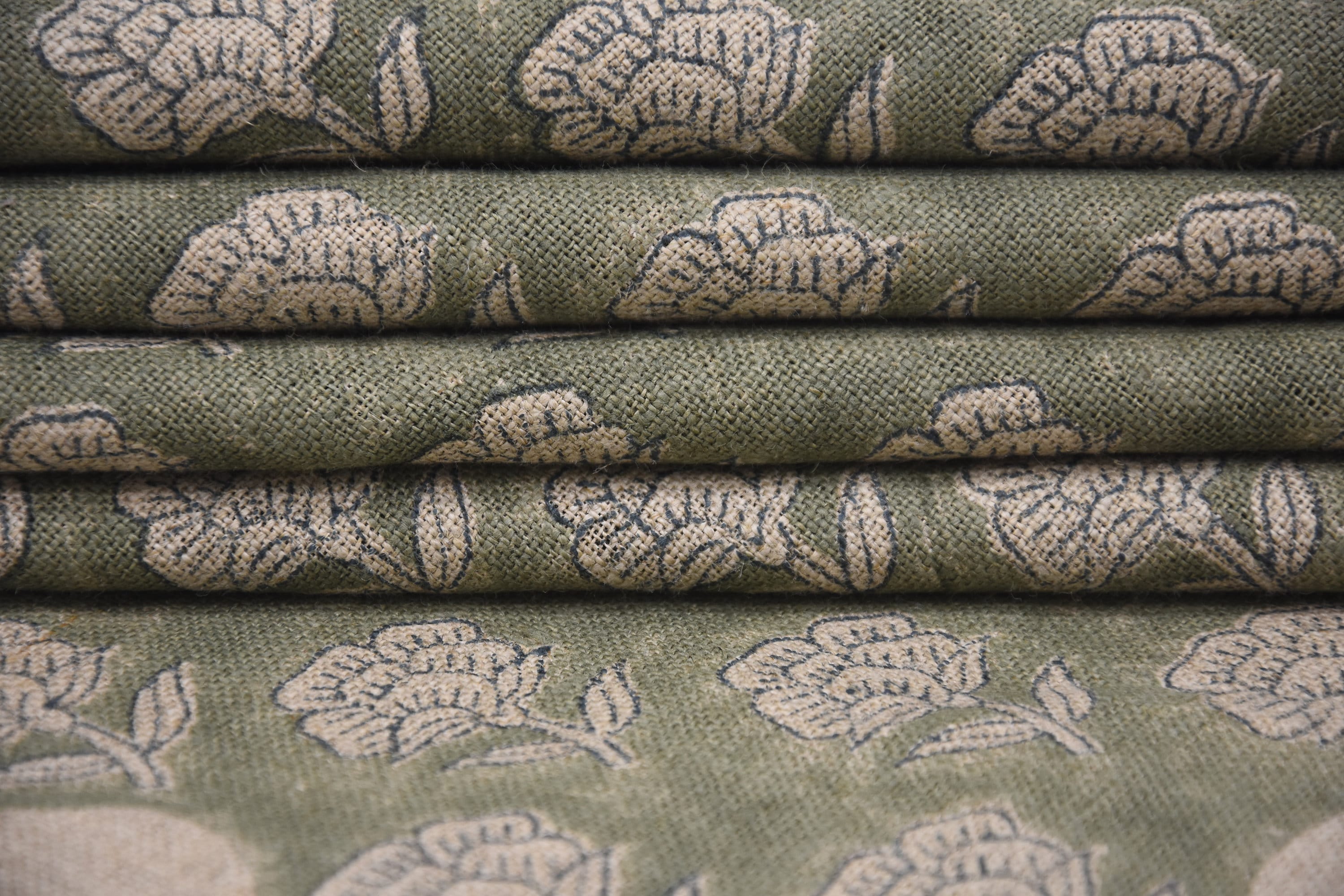 Thick linen 58" Wide, Indian Fabric Handloom Linen, Upholstery Fabric, Cushion Cover, Handprinted, Running Fabric - Rohini