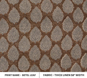 Hand block print, Thick Linen 58" Wide, Indian fabric, Floral Print, Linen Fabric By The Yard, Cushion Cover - BETEL LEAF