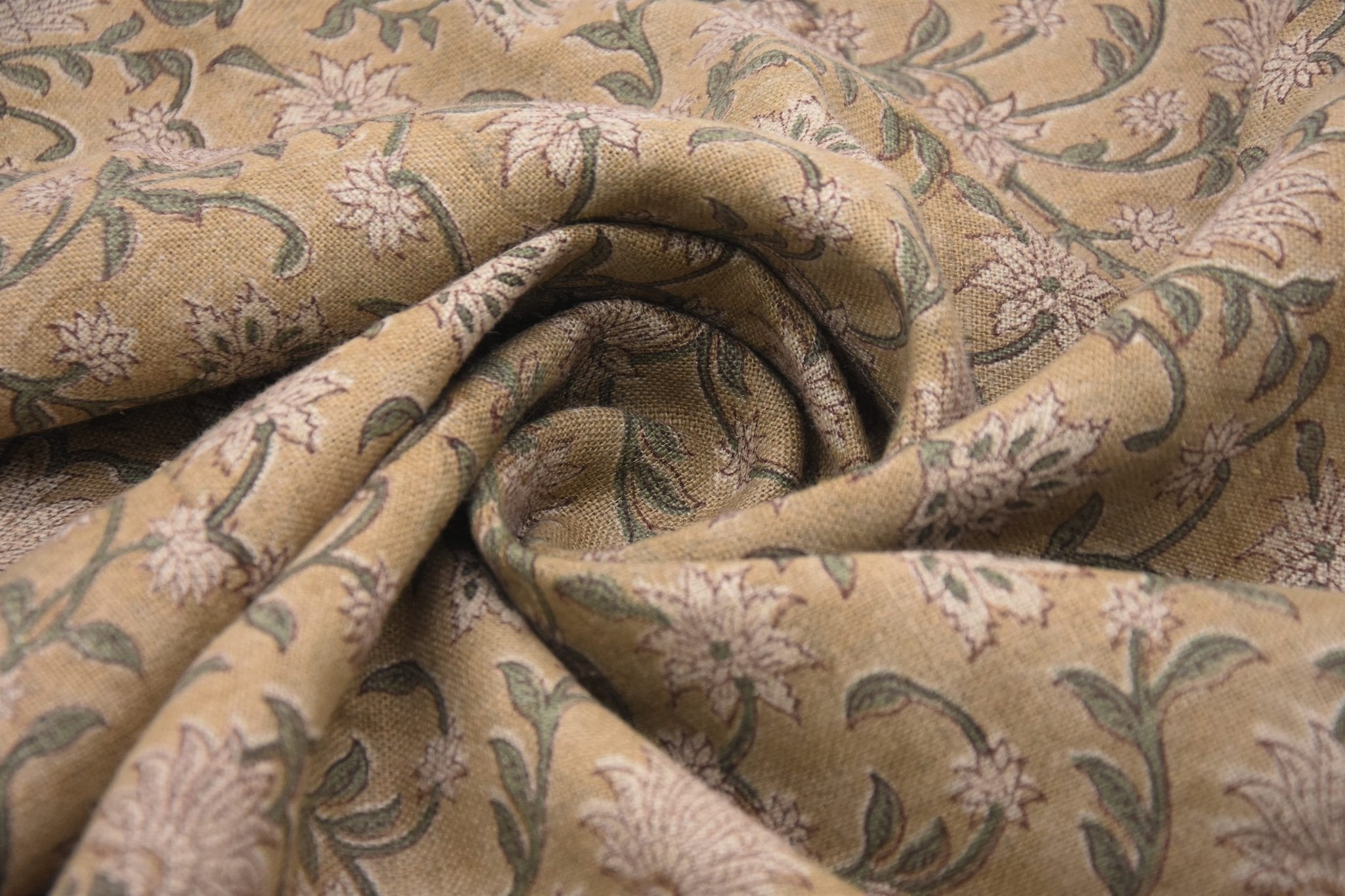 Thick Linen 58" Wide, Block Print Indian Cushion Cover, Decorative Floral Printed Curtain, Sofa and Table Cloth - AARADHANA