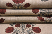 Thick Linen 58" Wide, Red Outdoor Pillow Cover, Handmade Block Print, Decorative Curtain and Table Cover - SWADESH