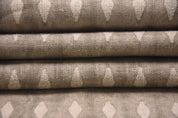 Thick Linen 58" Wide, Indian Fabric Block Print, Gray Geometrical Pattern, Neutral Home Decor, Decorative Pillow Cover - OMGI