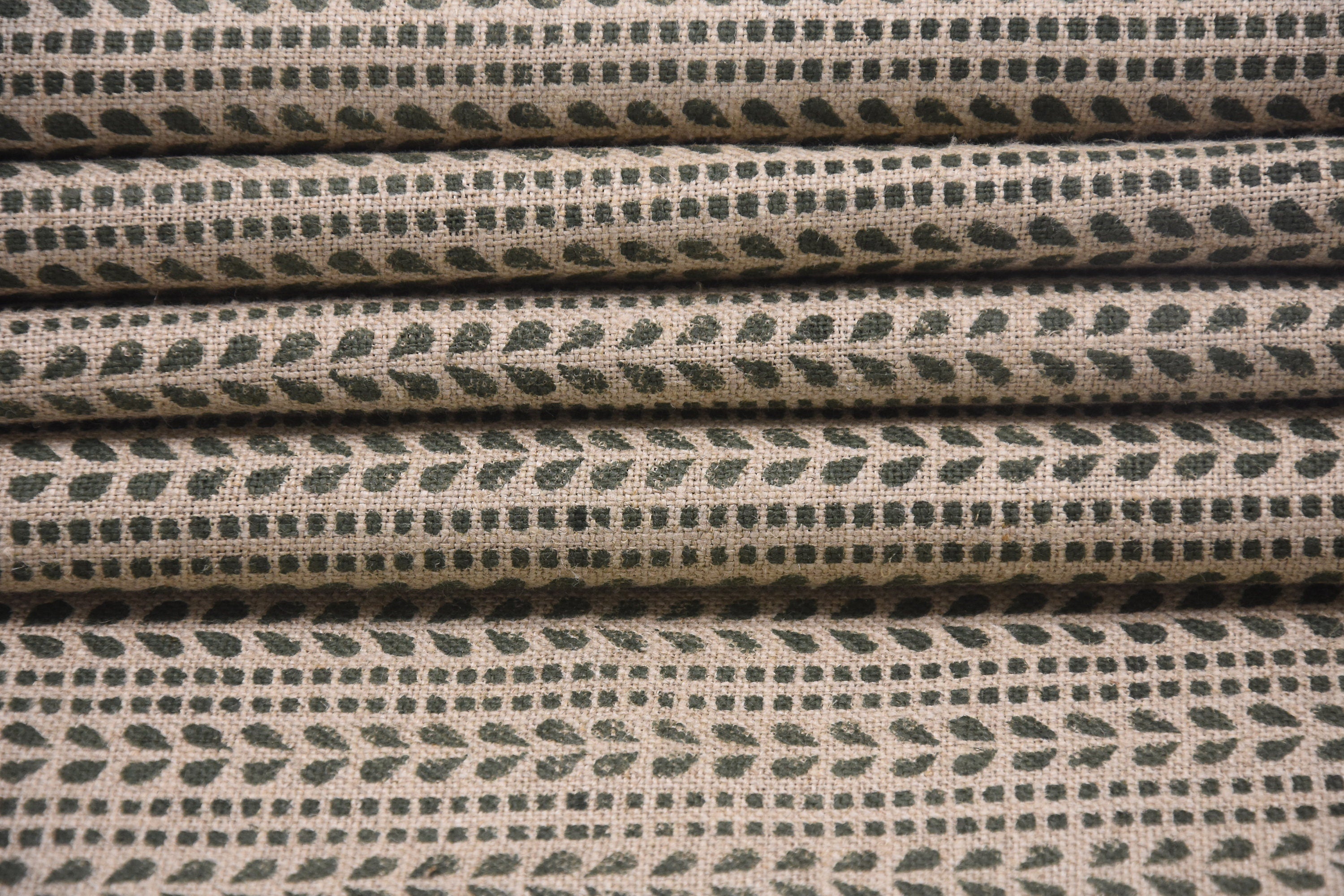 Indian Fabric Block Green Leaf Print, Thick Linen 58" Wide, farmhouse decorative home decor throw pillow cover - RATANBEL