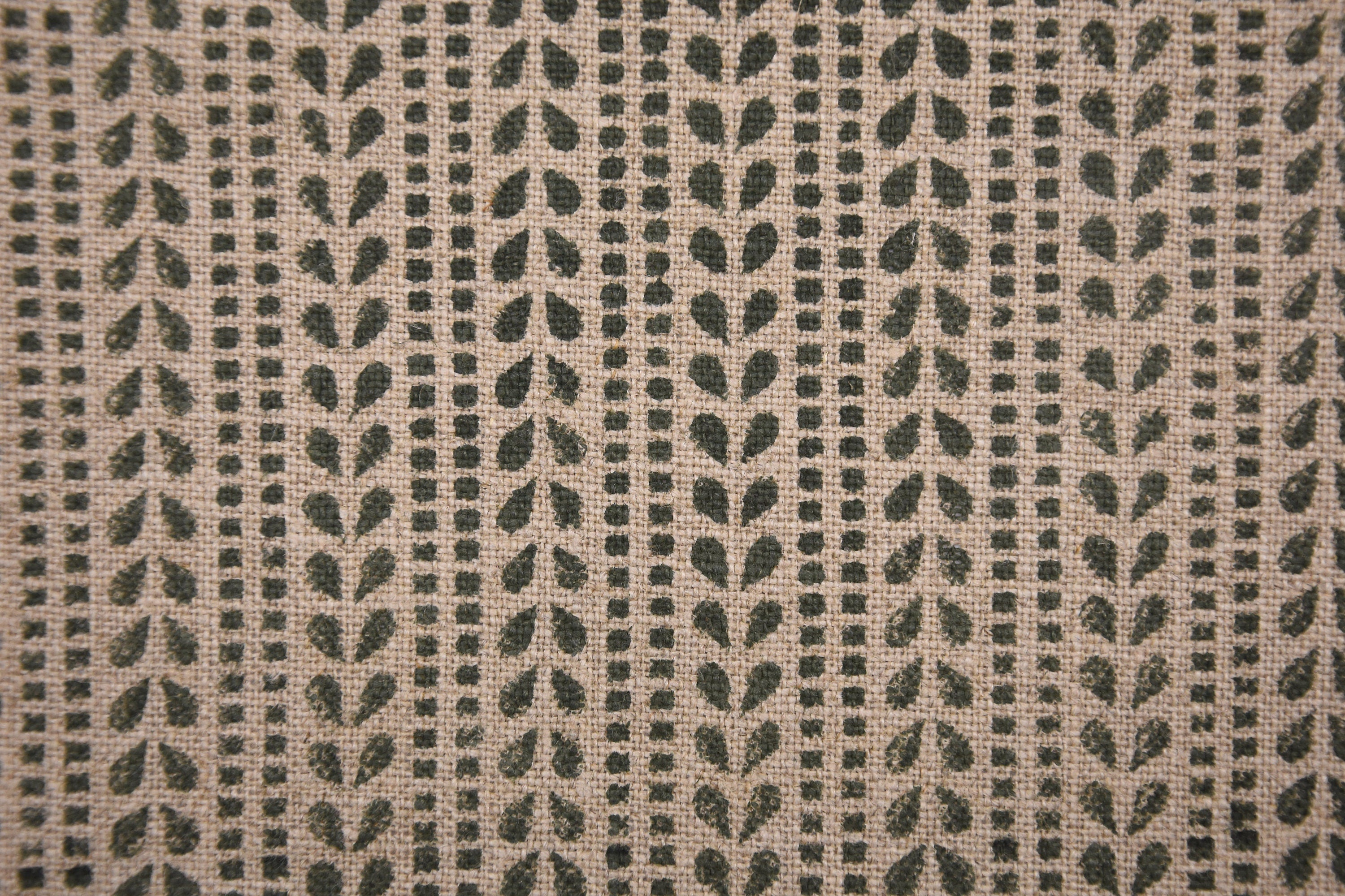 Indian Fabric Block Green Leaf Print, Thick Linen 58" Wide, farmhouse decorative home decor throw pillow cover - RATANBEL