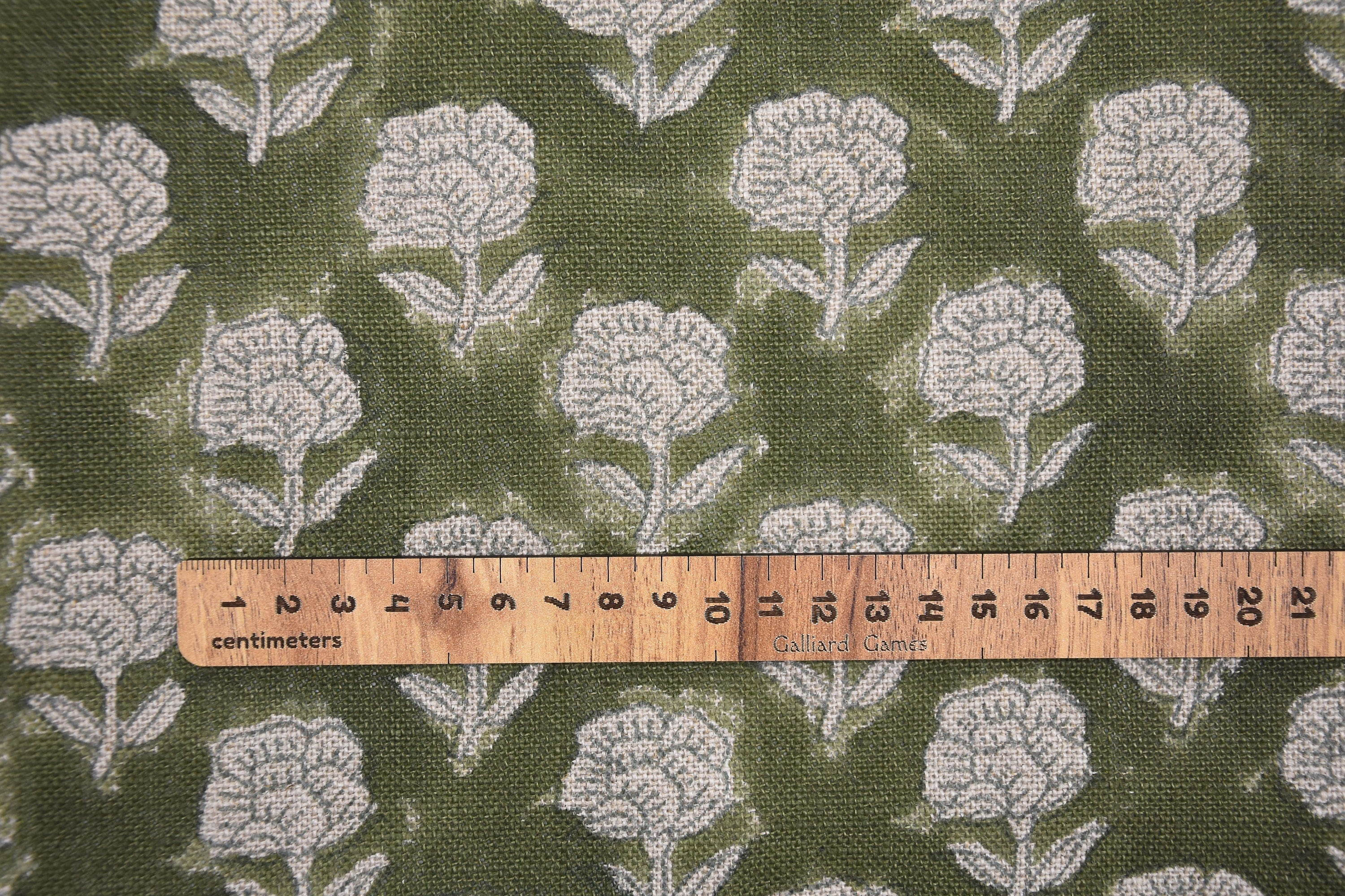 Thick linen 58" Wide, Green Rose Floral Hand block Linen Pillow Cover, Indian Upholstery Fabric Cushion Cover - Rohini
