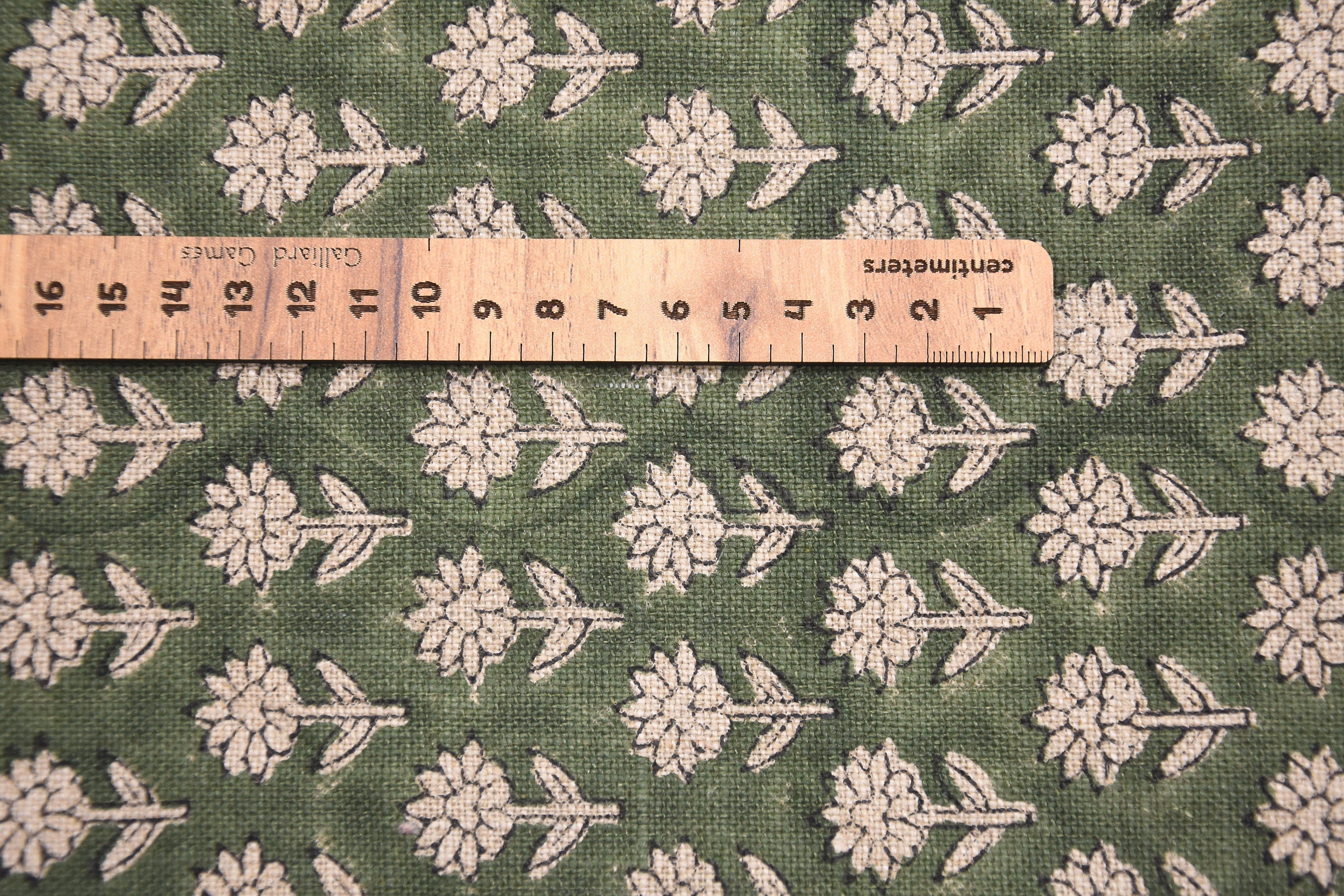 Thick Linen 58" Wide Indian hand block floral print, fabric by the yard, hand made upholstery sofa cover - PANKHUDI